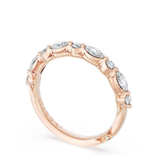 Marquise and Round Diamond Wedding Band, 2.80mm