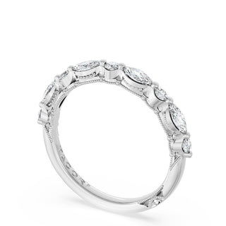 Marquise and Round Diamond Wedding Band, 2.80mm