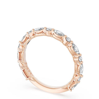 Marquise and Round Diamond Wedding Band, 2.20mm