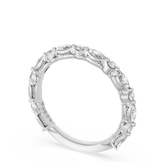 Marquise and Round Diamond Wedding Band, 2.20mm