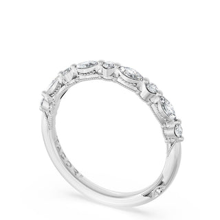 Marquise and Round Diamond Wedding Band, 2.20mm