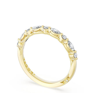 Marquise and Round Diamond Wedding Band, 2.20mm
