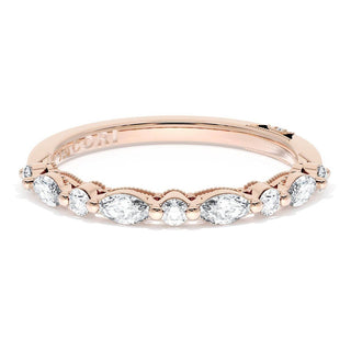 Marquise and Round Diamond Wedding Band, 2.20mm