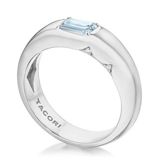 Domed Sky Blue Topaz Ring - 0.7ct in 18kt White Gold