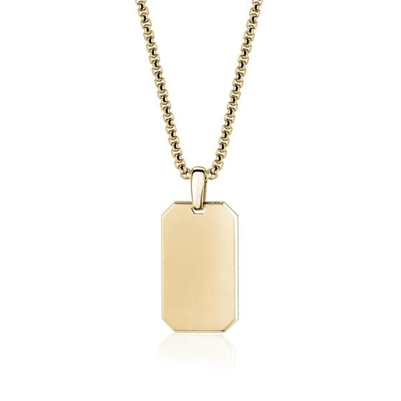 MATTE GOLD STEEL DOG TAG W/26" CHAIN