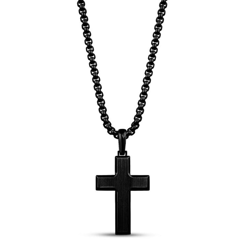 BEVELED EDGE CROSS IN BLACK