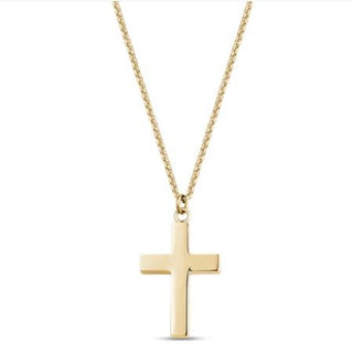 GOLD STEEL CROSS PENDANT W/ CHAIN 24"
