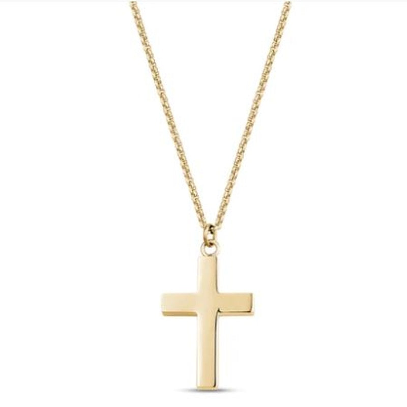 GOLD STEEL CROSS PENDANT W/ CHAIN 24"