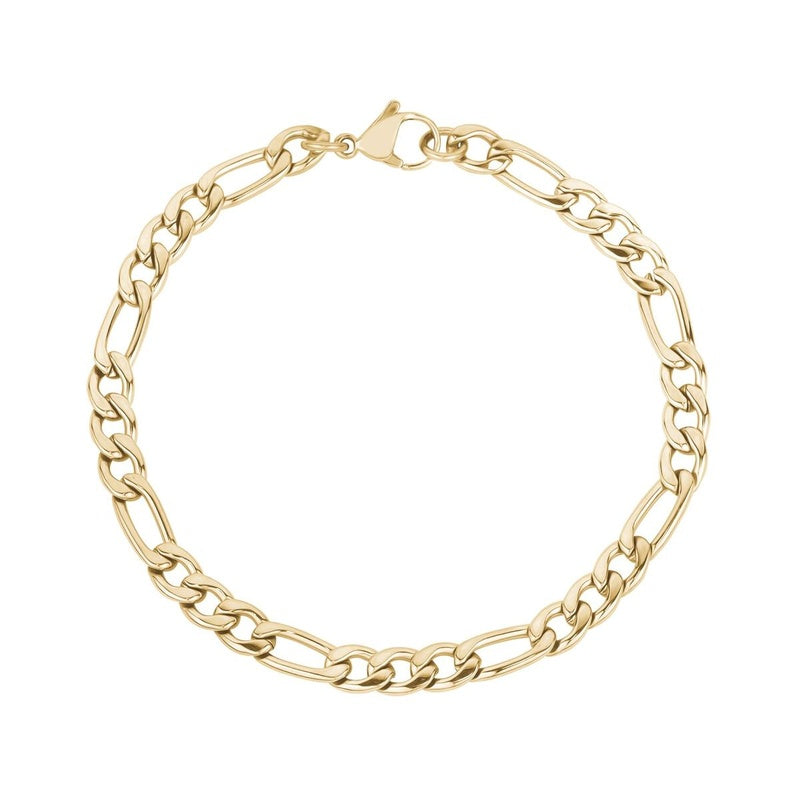 5MM GOLD FIGARO LINK BRACELET 8"