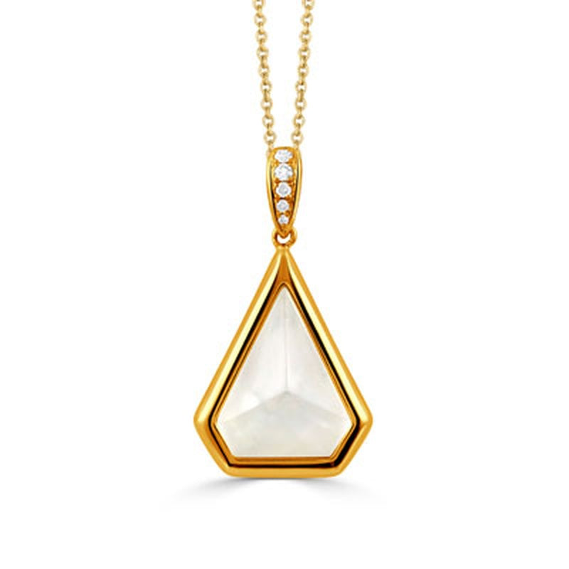 D5=.05 CQ/WMP=3.76 WHITE ORCHID PENDANT 18KY 18"