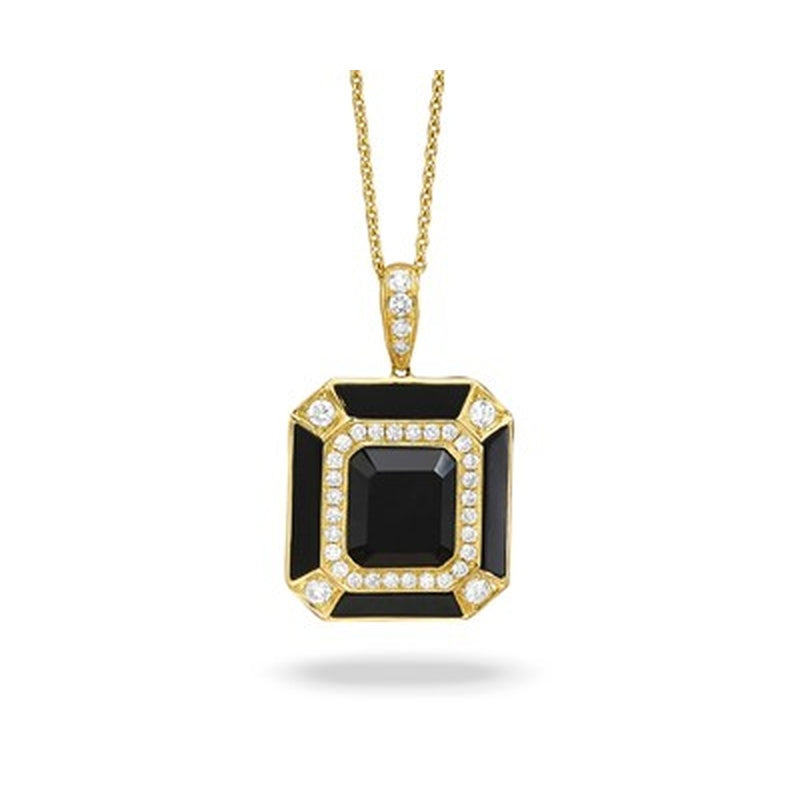 D36=.43/BO=2.72 DIAMOND PENDANT BLACK ONYX 18KY 18"