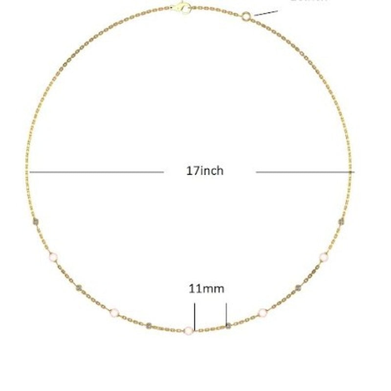 14KY 16" PEARL/DIA NECKLACE