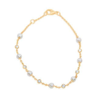 6D.20 7PEARL & DIA BRACELET 14KY