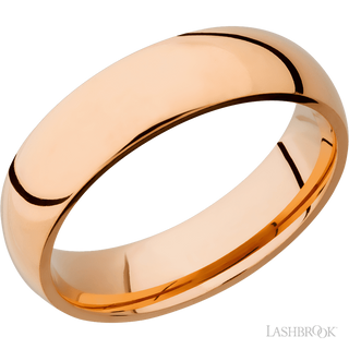 6 mm wide Domed 14K Rose Gold band.