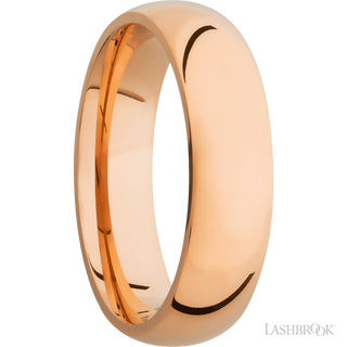6 mm wide Domed 14K Rose Gold band.