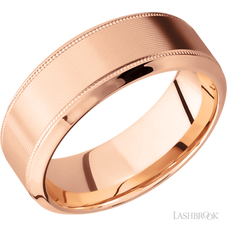 8 mm wide High Bevel Milgrain 14K Rose Gold band.