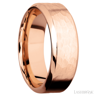 8 mm wide High Bevel 14K Rose Gold band.