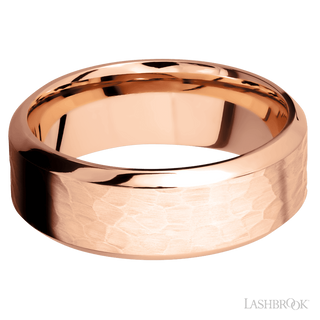 8 mm wide High Bevel 14K Rose Gold band.