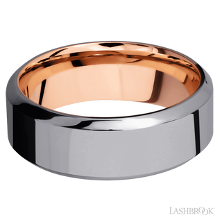 8 mm wide High Bevel Tantalum band featuring a 14K Rose Gold sleeve.