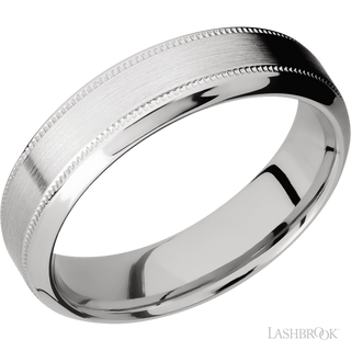 6 mm wide High Bevel Milgrain 14K White Gold band.
