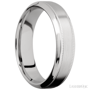 6 mm wide High Bevel Milgrain 14K White Gold band.