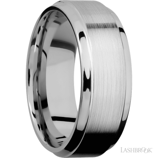 8 mm wide Stepped Bevel 14K White Gold band.