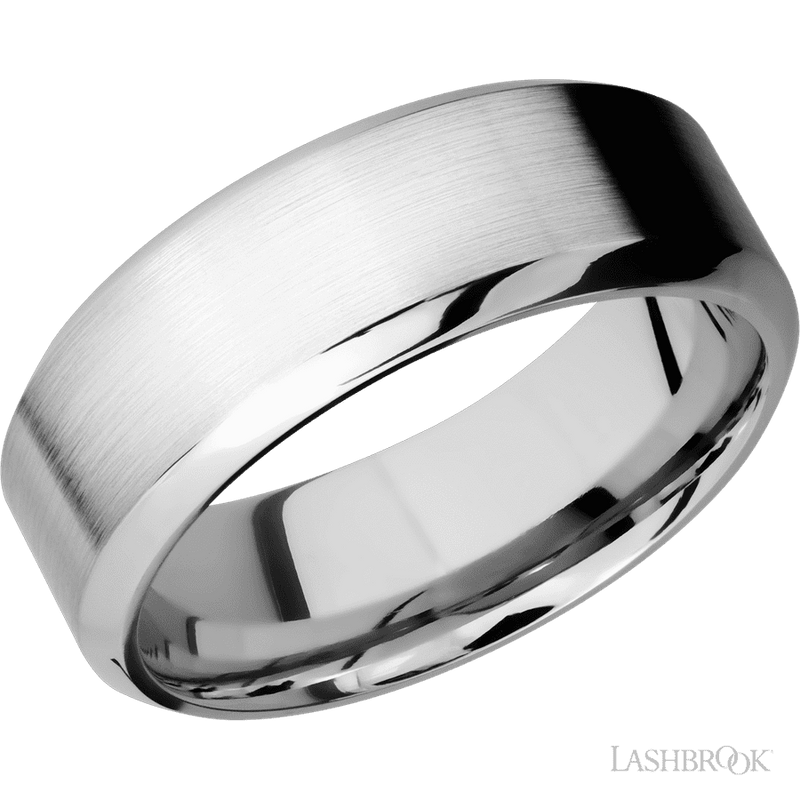 8 mm wide High Bevel 14K White Gold band.