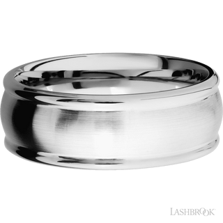 8 mm wide Domed Rounded Edges 14K White Gold band.