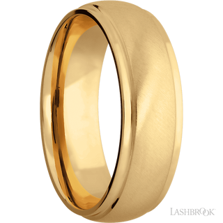 7 mm wide Domed Stepped Down Edges 14K Yellow Gold band.