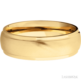 7 mm wide Domed Stepped Down Edges 14K Yellow Gold band.