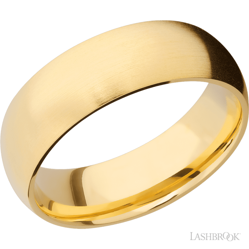 7 mm wide Domed 14K Yellow Gold band.