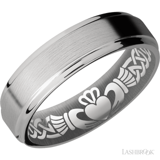 6 mm wide Flat Grooved Edges Titanium band.