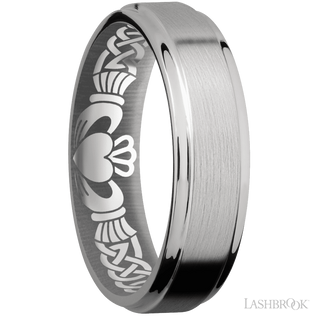 6 mm wide Flat Grooved Edges Titanium band.