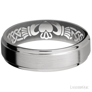 6 mm wide Flat Grooved Edges Titanium band.