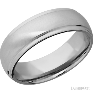 7 mm wide Domed Stepped Down Edges Titanium band.
