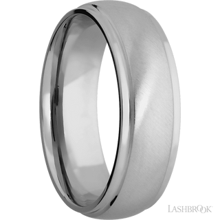 7 mm wide Domed Stepped Down Edges Titanium band.