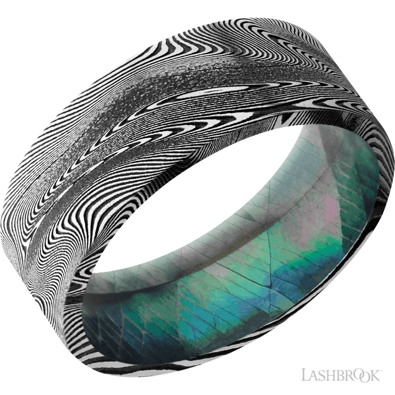 8 mm wide Flat Tightweave band featuring a Black Mother of Pearl sleeve.