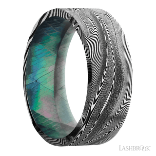 8 mm wide Flat Tightweave band featuring a Black Mother of Pearl sleeve.