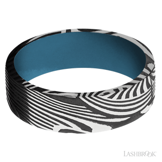 7 mm wide Flat Sunset band featuring a Royal Blue sleeve.