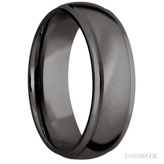 7 mm wide Domed Stepped Down Edges Tantalum Noir band.