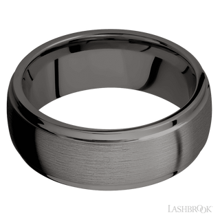 8 mm wide Domed Stepped Down Edges Tantalum Noir band.