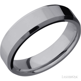 6 mm wide Beveled Tantalum band.