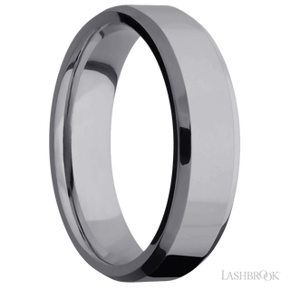 6 mm wide Beveled Tantalum band.
