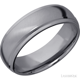 7 mm wide Domed Stepped Down Edges Tantalum band.