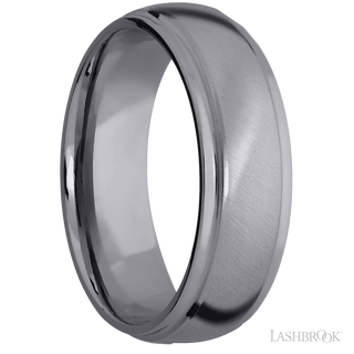 7 mm wide Domed Stepped Down Edges Tantalum band.