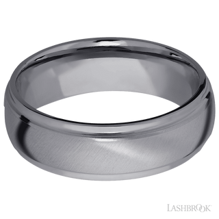 7 mm wide Domed Stepped Down Edges Tantalum band.