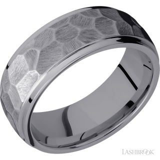 8 mm wide Domed Stepped Down Edges Tantalum band.