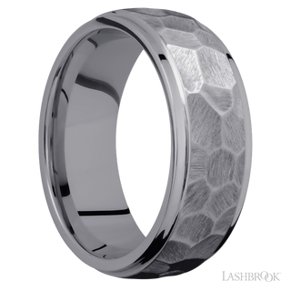 8 mm wide Domed Stepped Down Edges Tantalum band.