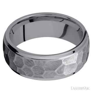 8 mm wide Domed Stepped Down Edges Tantalum band.