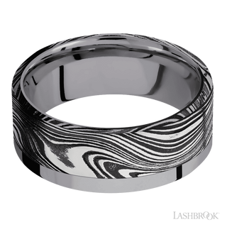 8 mm wide/Flat/Tantalum band with one 6 mm Off Center Edge inlay of Marble.